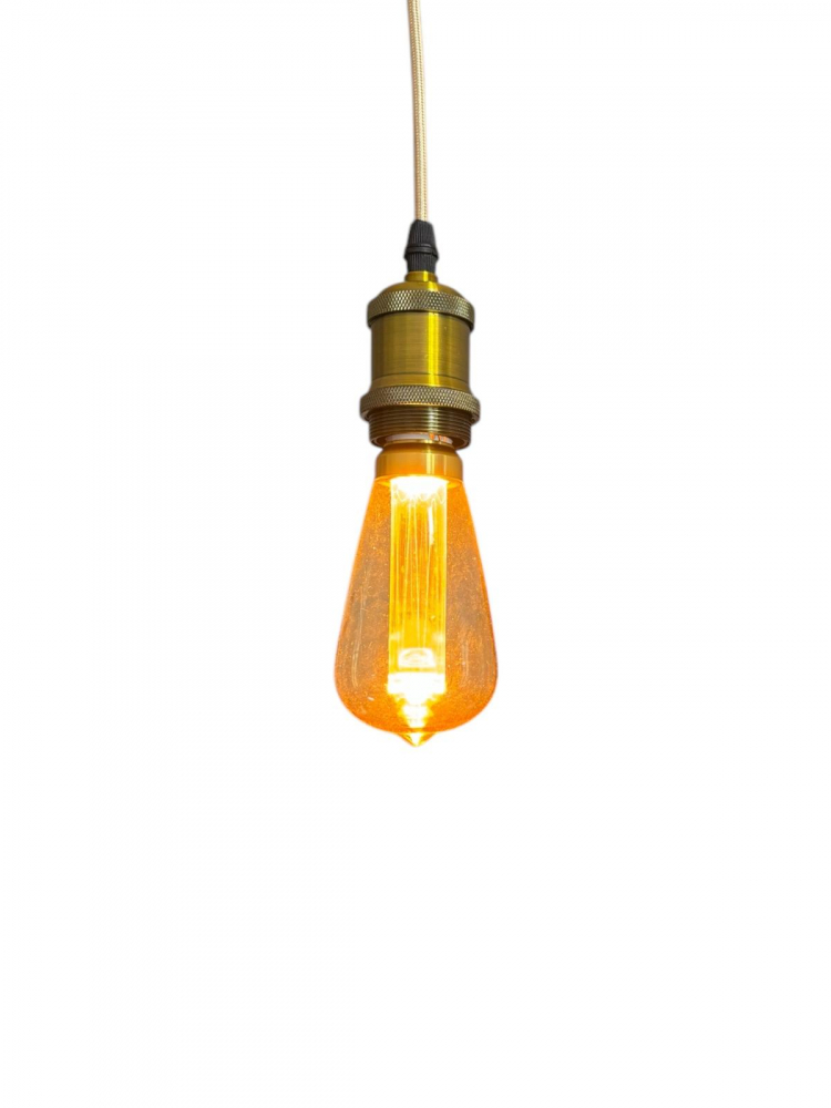 Cablu pendul cu dulie decorativa, suport metalic tavan, reglabil pe inaltime, E27, bec decorativ 4824 inclus, auriu, AVI-4822 [2]