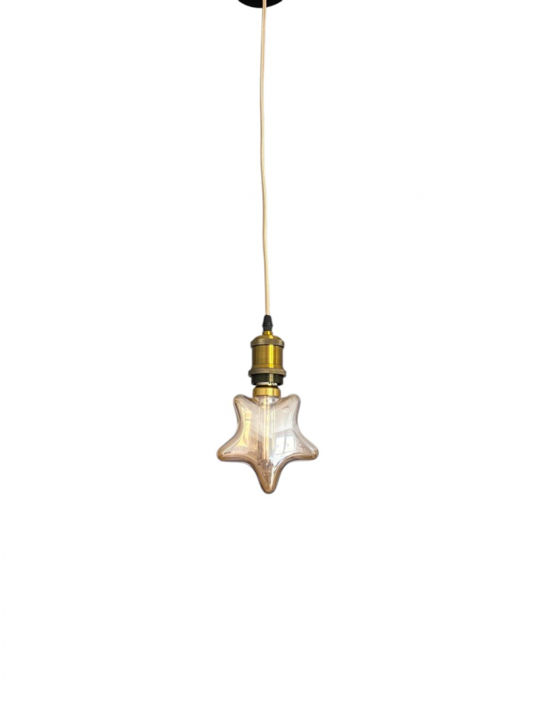 Cablu pendul cu dulie decorativa, suport metalic tavan, reglabil pe inaltime, E27, bec decorativ 4825 inclus, auriu, AVI-4822 [6]