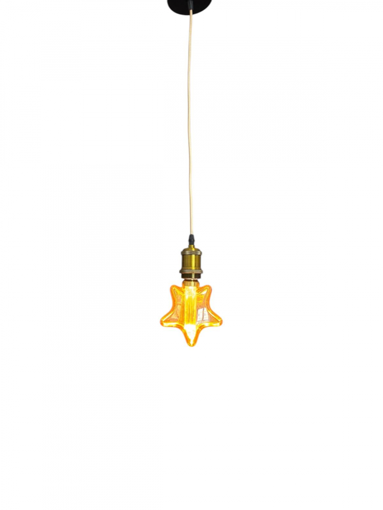 Cablu pendul cu dulie decorativa, suport metalic tavan, reglabil pe inaltime, E27, bec decorativ 4825 inclus, auriu, AVI-4822 [4]