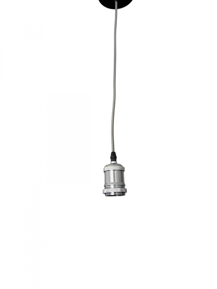 Cablu pendul cu dulie decorativa, suport metalic tavan, reglabil pe inaltime, E27, bec neinclus, argintiu, AVI-4820 [2]