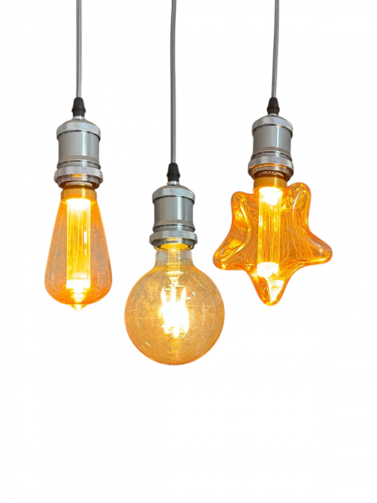 Cablu pendul cu dulie decorativa, suport metalic tavan, reglabil pe inaltime, E27, bec neinclus, argintiu, AVI-4820 [3]