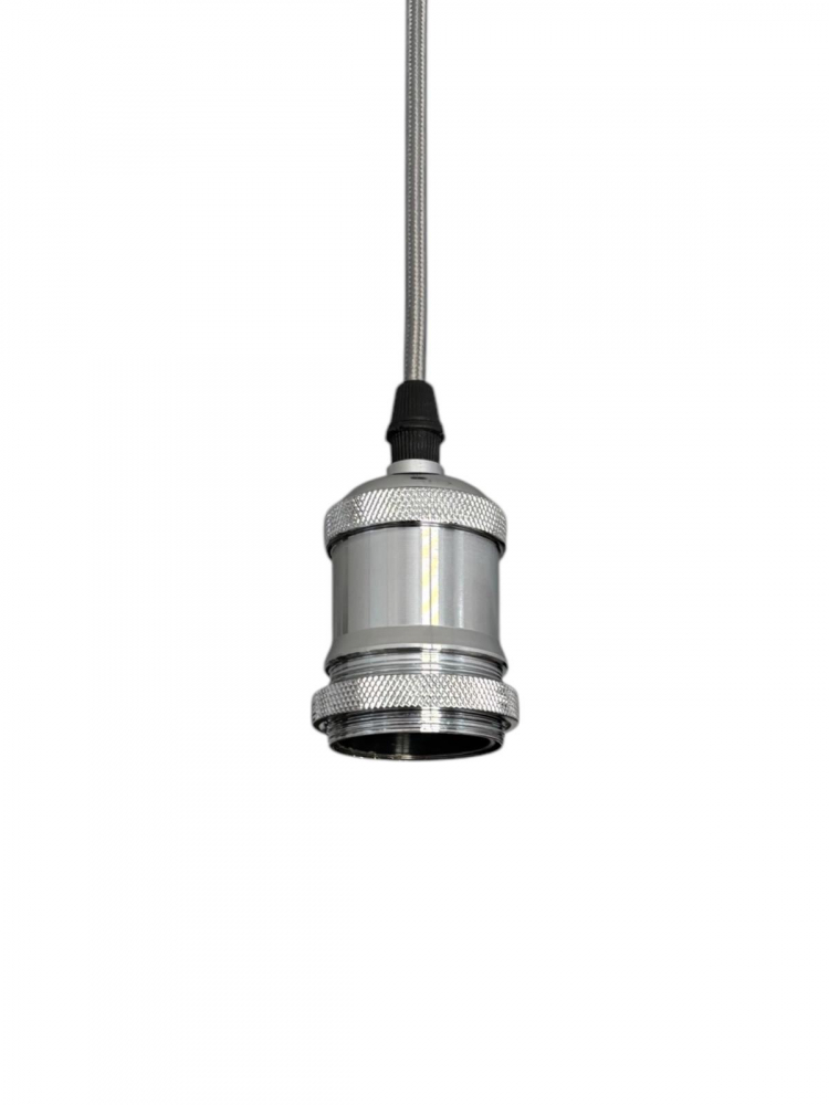 Cablu pendul cu dulie decorativa, suport metalic tavan, reglabil pe inaltime, E27, bec neinclus, argintiu, AVI-4820 [1]