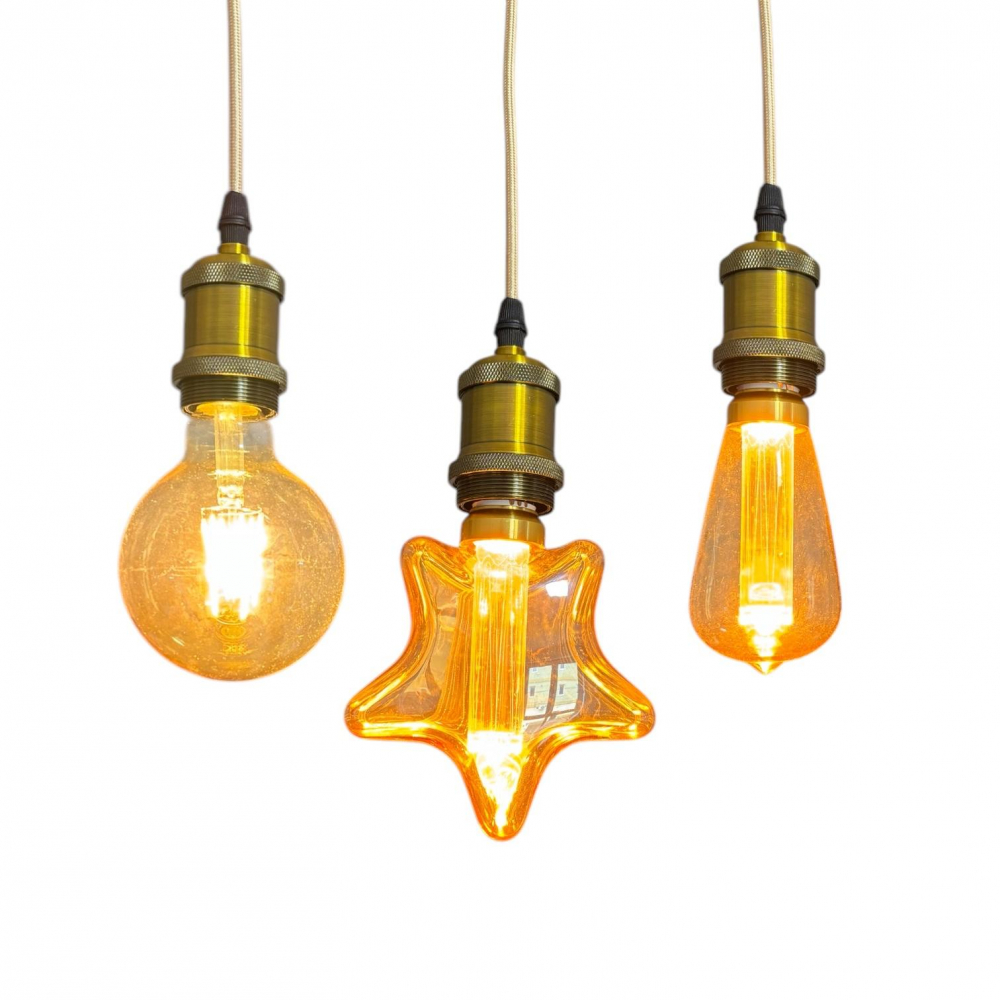 Cablu pendul cu dulie decorativa, suport metalic tavan, reglabil pe inaltime, E27, bec neinclus, auriu, AVI-4822 [4]