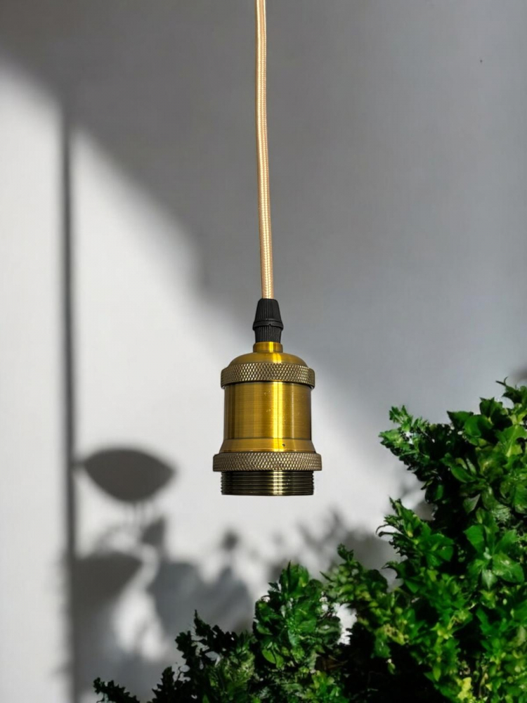 Cablu pendul cu dulie decorativa, suport metalic tavan, reglabil pe inaltime, E27, bec neinclus, auriu, AVI-4822 [2]