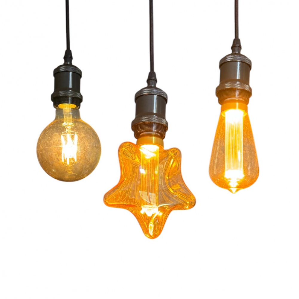 Cablu pendul cu dulie decorativa, suport metalic tavan, reglabil pe inaltime, E27, bec neinclus, negru, AVI-4821 [3]