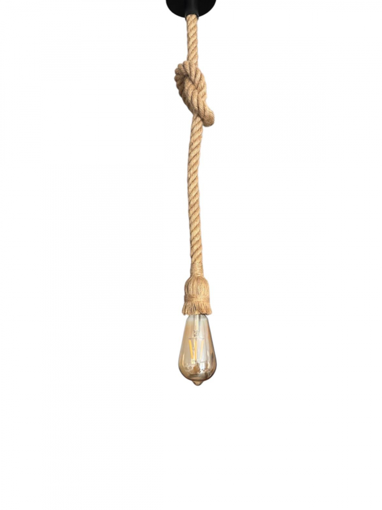 Cablu pendul cu franghie iuta 90 cm, aspect retro, cu soclu E27, suport metalic tavan, bec 4431 inclus, AVI-4819 [5]
