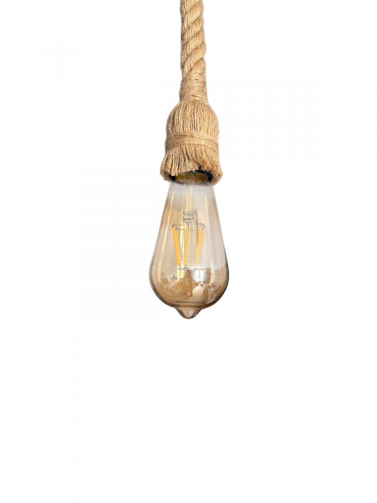 Cablu pendul cu franghie iuta 90 cm, aspect retro, cu soclu E27, suport metalic tavan, bec 4431 inclus, AVI-4819 [4]