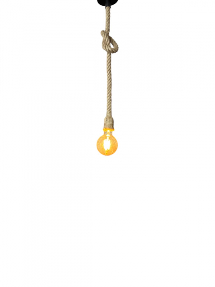 Cablu pendul cu franghie iuta 90 cm, aspect retro, cu soclu E27, suport metalic tavan, bec 4808 inclus, AVI-4819 [5]