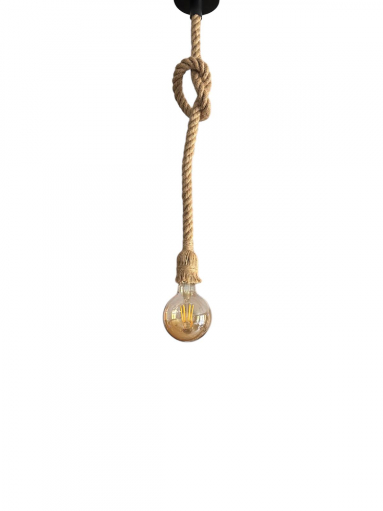 Cablu pendul cu franghie iuta 90 cm, aspect retro, cu soclu E27, suport metalic tavan, bec 4808 inclus, AVI-4819 [7]