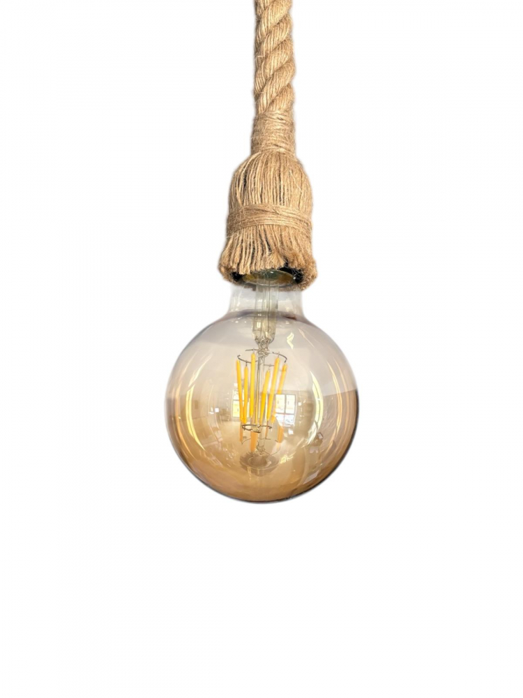 Cablu pendul cu franghie iuta 90 cm, aspect retro, cu soclu E27, suport metalic tavan, bec 4808 inclus, AVI-4819 [6]