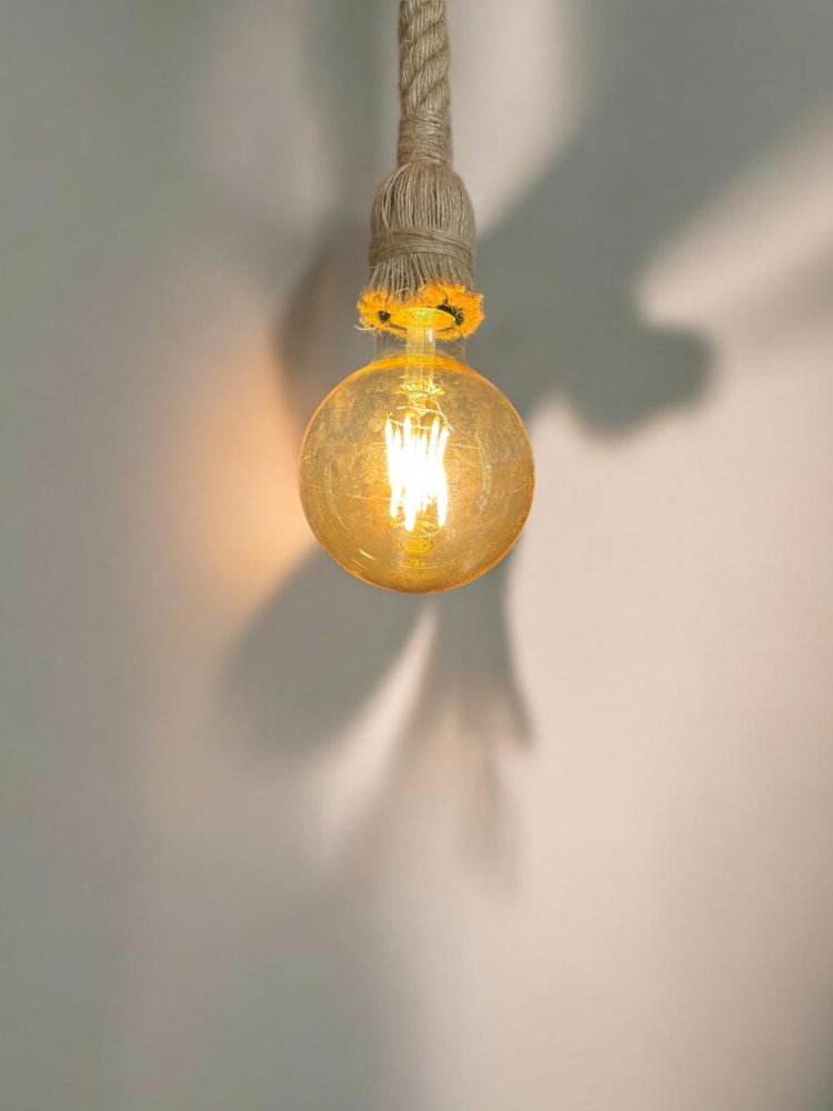 Cablu pendul cu franghie iuta 90 cm, aspect retro, cu soclu E27, suport metalic tavan, bec 4808 inclus, AVI-4819 [4]