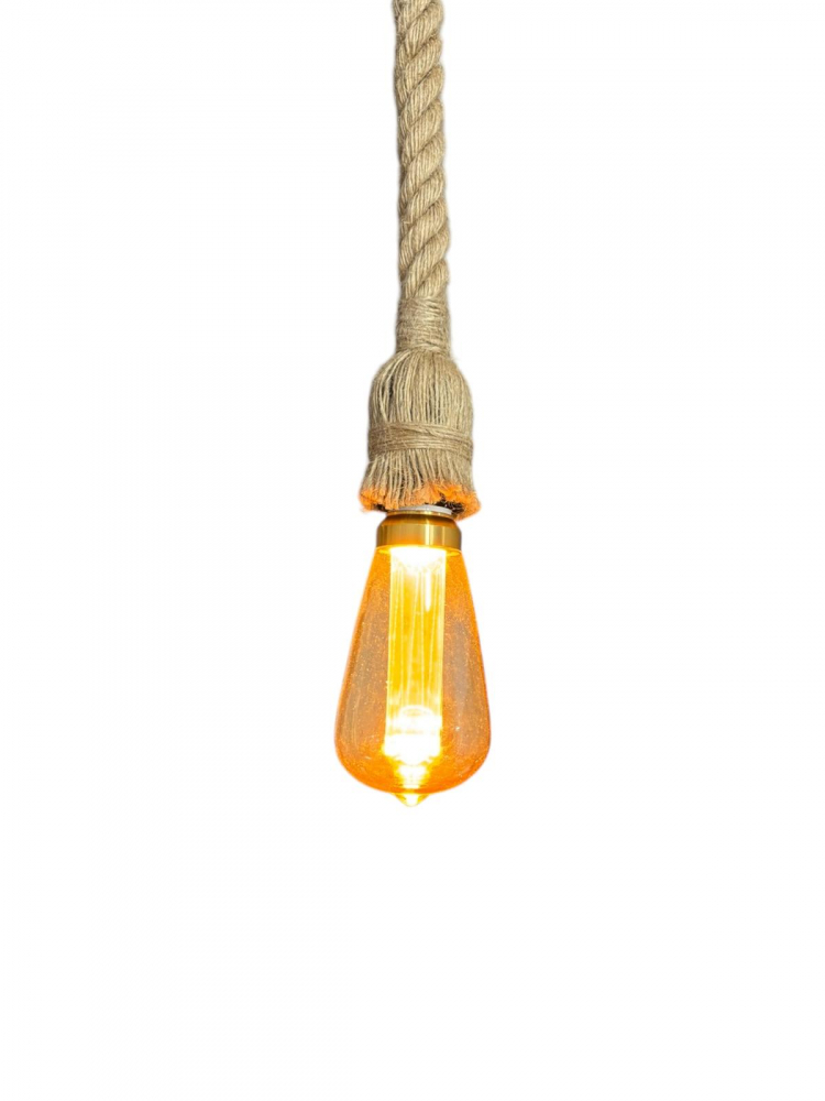 Cablu pendul cu franghie iuta 90 cm, aspect retro, cu soclu E27, suport metalic tavan, bec 4824 inclus, AVI-4819 [3]