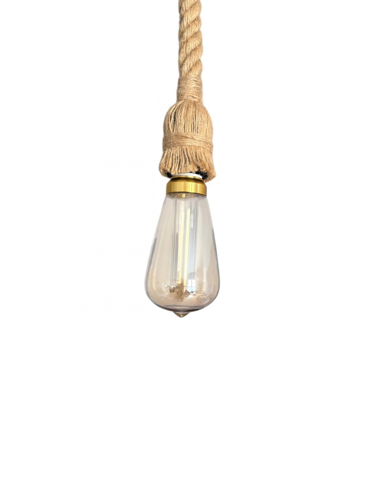 Cablu pendul cu franghie iuta 90 cm, aspect retro, cu soclu E27, suport metalic tavan, bec 4824 inclus, AVI-4819 [6]