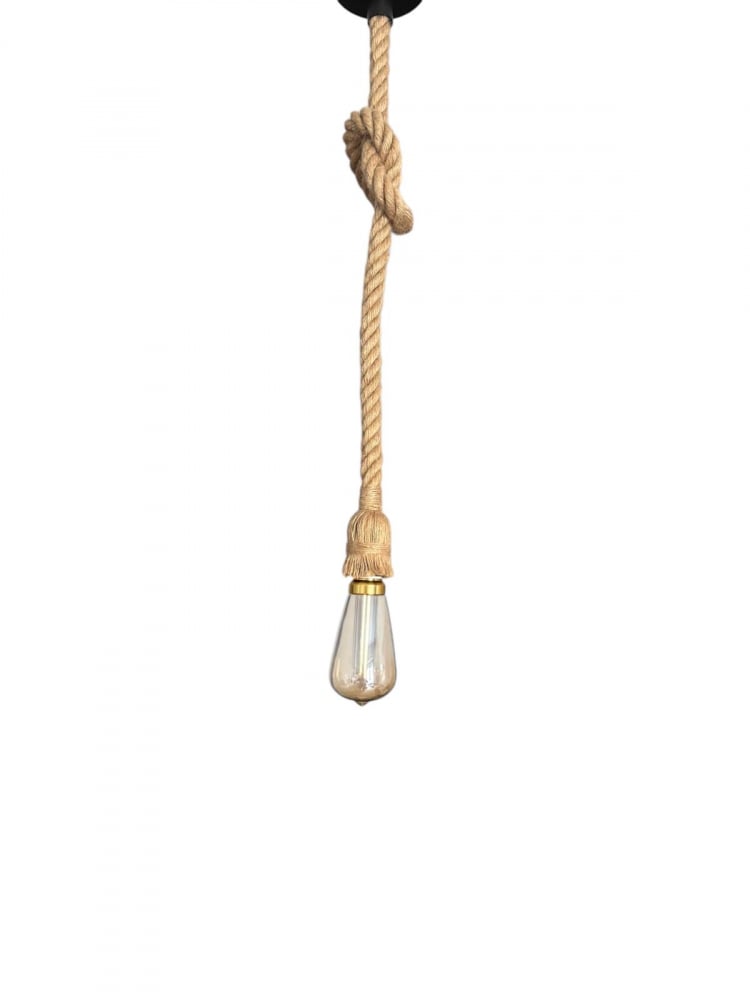 Cablu pendul cu franghie iuta 90 cm, aspect retro, cu soclu E27, suport metalic tavan, bec 4824 inclus, AVI-4819 [5]
