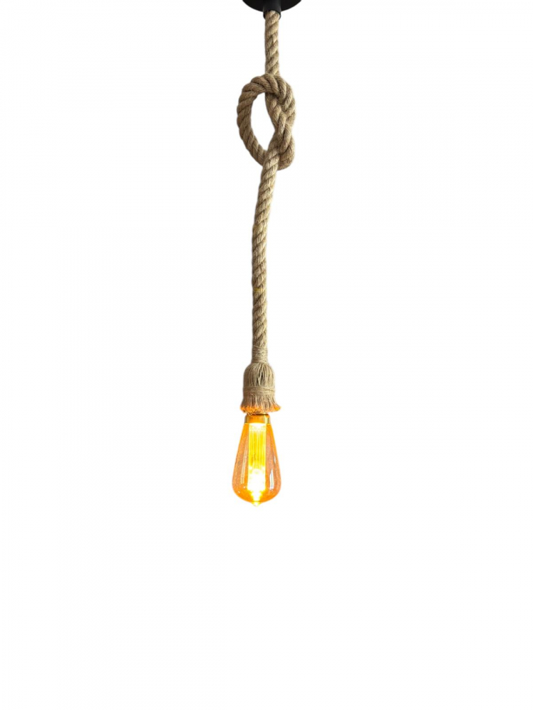 Cablu pendul cu franghie iuta 90 cm, aspect retro, cu soclu E27, suport metalic tavan, bec 4824 inclus, AVI-4819 [4]