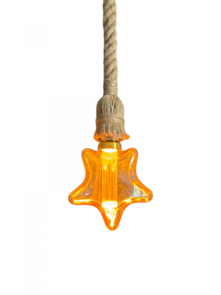 Cablu pendul cu franghie iuta 90 cm, aspect retro, cu soclu E27, suport metalic tavan, bec 4825 inclus, AVI-4819 [5]