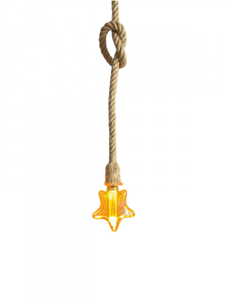 Cablu pendul cu franghie iuta 90 cm, aspect retro, cu soclu E27, suport metalic tavan, bec 4825 inclus, AVI-4819 [3]