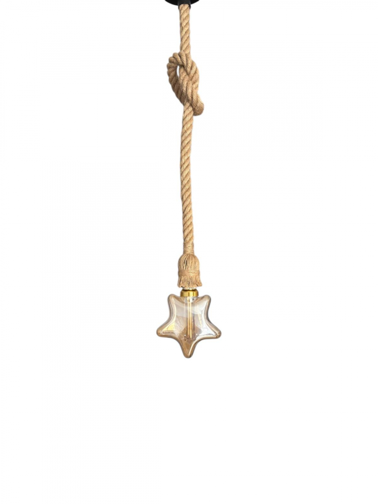 Cablu pendul cu franghie iuta 90 cm, aspect retro, cu soclu E27, suport metalic tavan, bec 4825 inclus, AVI-4819 [7]
