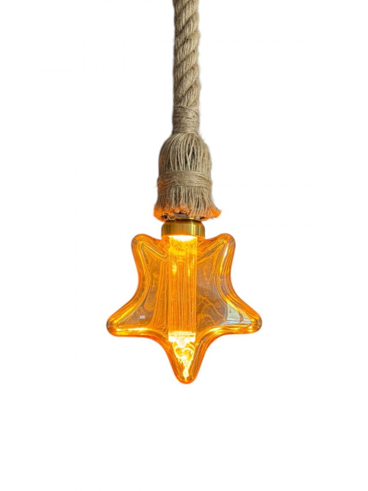 Cablu pendul cu franghie iuta 90 cm, aspect retro, cu soclu E27, suport metalic tavan, bec 4825 inclus, AVI-4819 [2]
