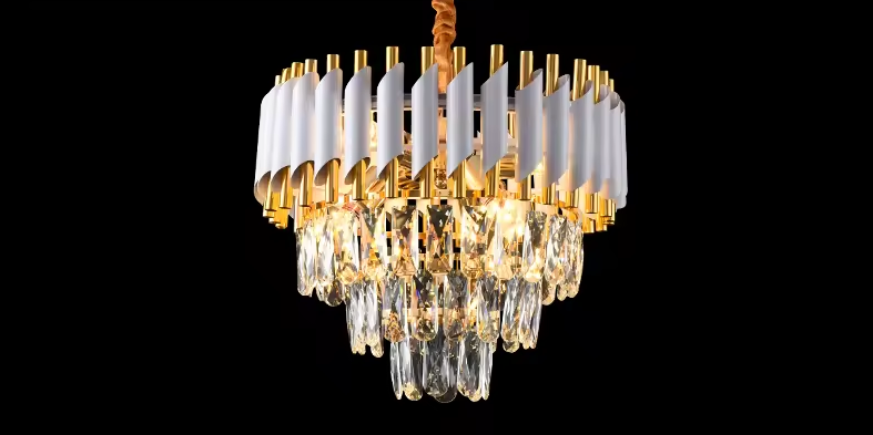 Candelabru Ø30 cm, cu cristale, alb–auriu, 5 × E14, AVI-5318 [4]