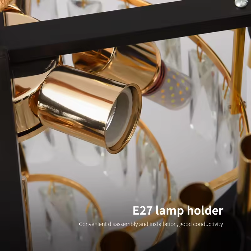 Candelabru Ø30 cm, cu cristale, alb–auriu, 5 × E14, AVI-5318 [5]