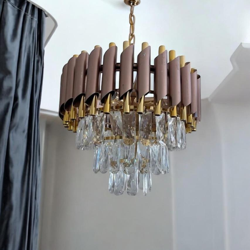 Lustra tip candelabru Ø30 cm, maro bronz - auriu, E14, AVI-4671 [1]