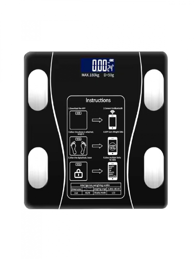 Cantar corporal smart, cu aplicatie dedicata, 28 x 28 cm, 180kg, negru, AVI-4449 [3]