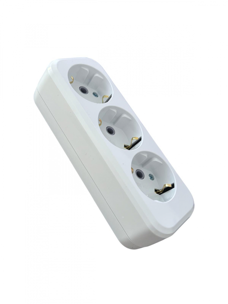 Cap prelungitor Songrui cu 3 prize, 2 poli cu impamantare, 16A, alb, AVI-4897 [1]