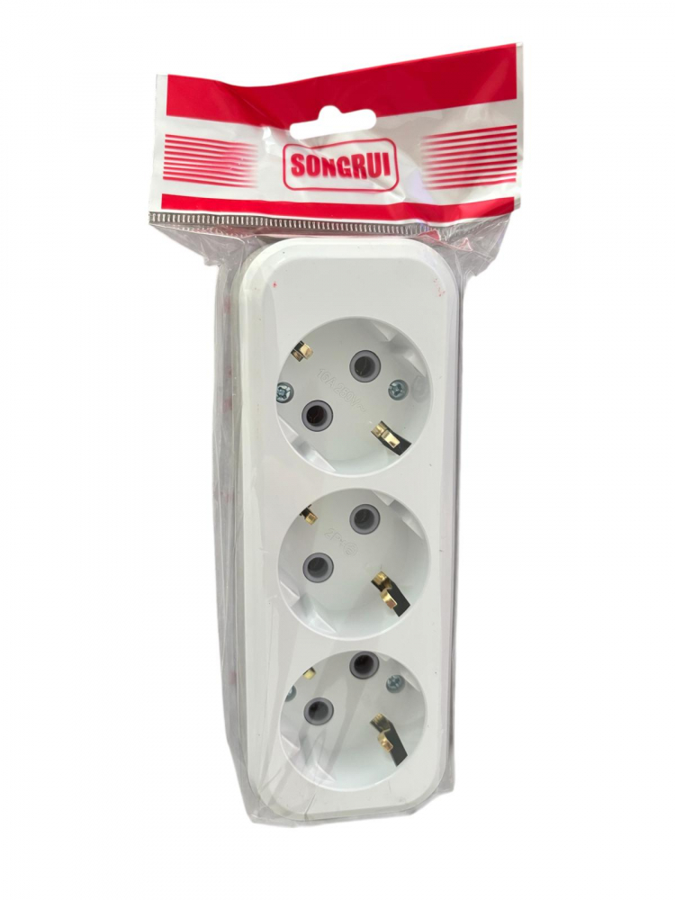 Cap prelungitor Songrui cu 3 prize, 2 poli cu impamantare, 16A, alb, AVI-4897 [3]