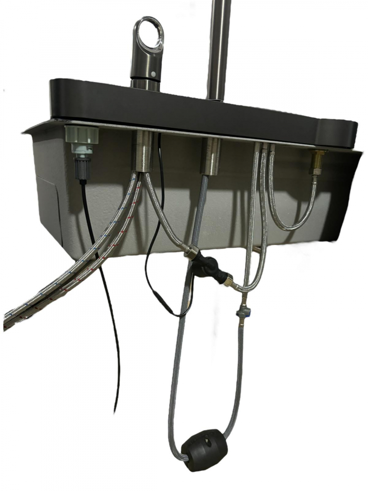 Chiuveta bucatarie, multifunctionala, inox 304 baterie completa cu spalator pahare, cascada tip ploaie, banda LED, afisaj temperatura autonom, 750 x 450mm, accesorii incluse, AVI-4585 [15]