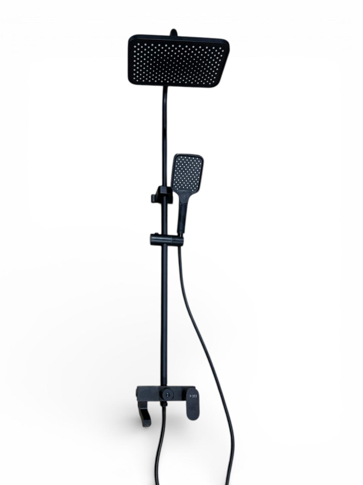 Coloană de duș AVI® negru mat, cu baterie și pipă pivotantă, comutator prin rotire, furtun 150 cm și pară de duș incluse, AVI-5336 [5]