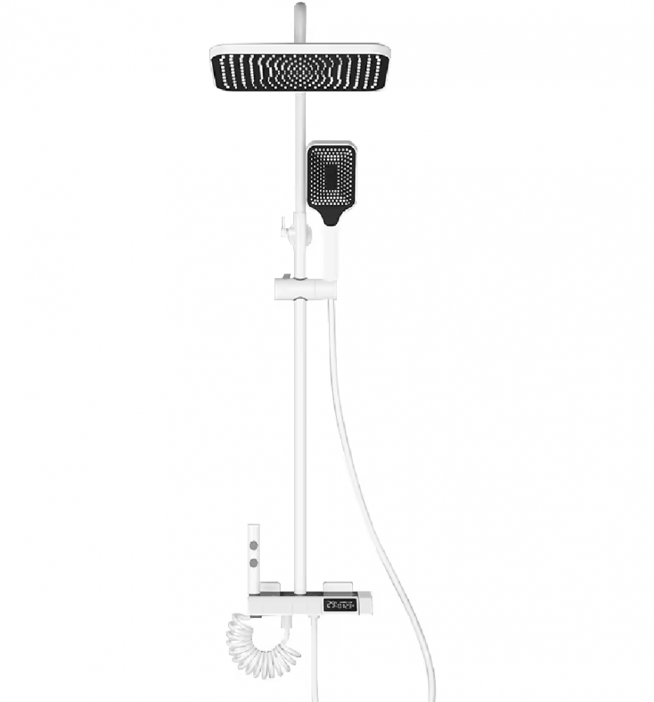 Coloana de dus completa, cu display temperatura apa fara conectare la reteaua electrica, butoane comenzi piano, alb-negru, AVI-4106 [6]