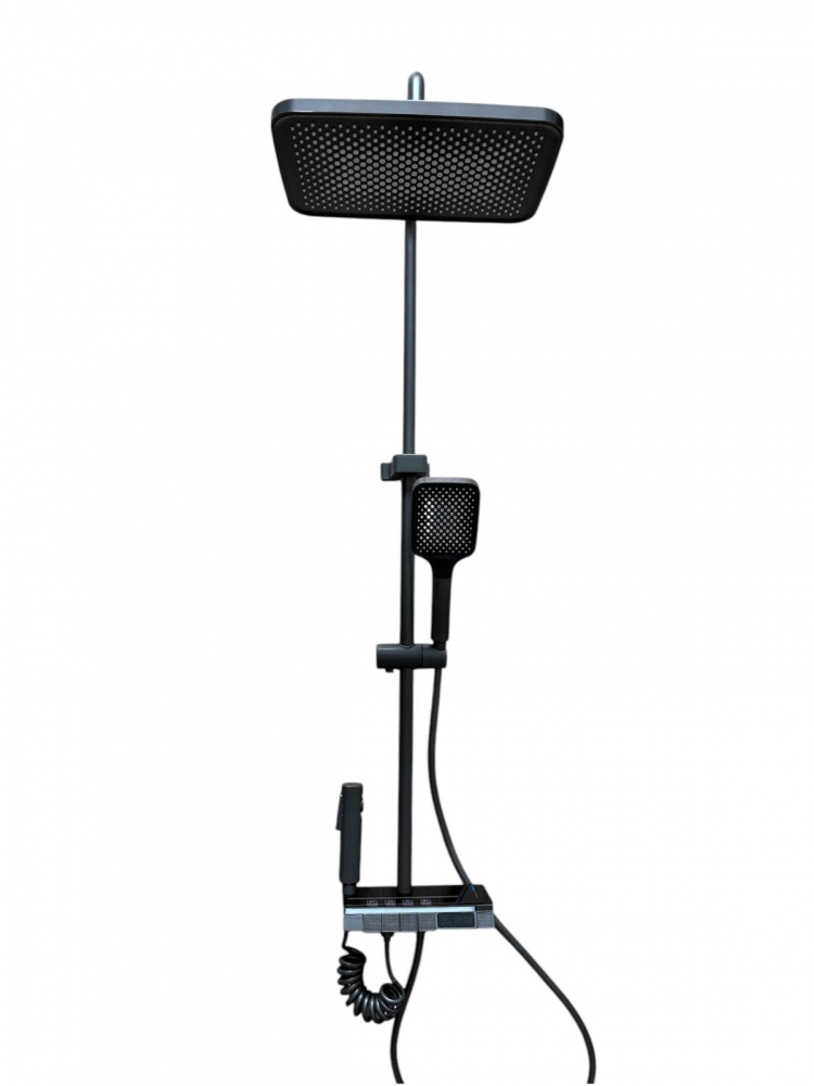 Coloana de dus completa, panou de comanda din metal gri cu sticla securizata neagra, 1.2 kg, 21.5 cm, iluminare LED si afisare temperatura apa, nu necesita conectarea la o sursa de energie, AVI-4874 [2]