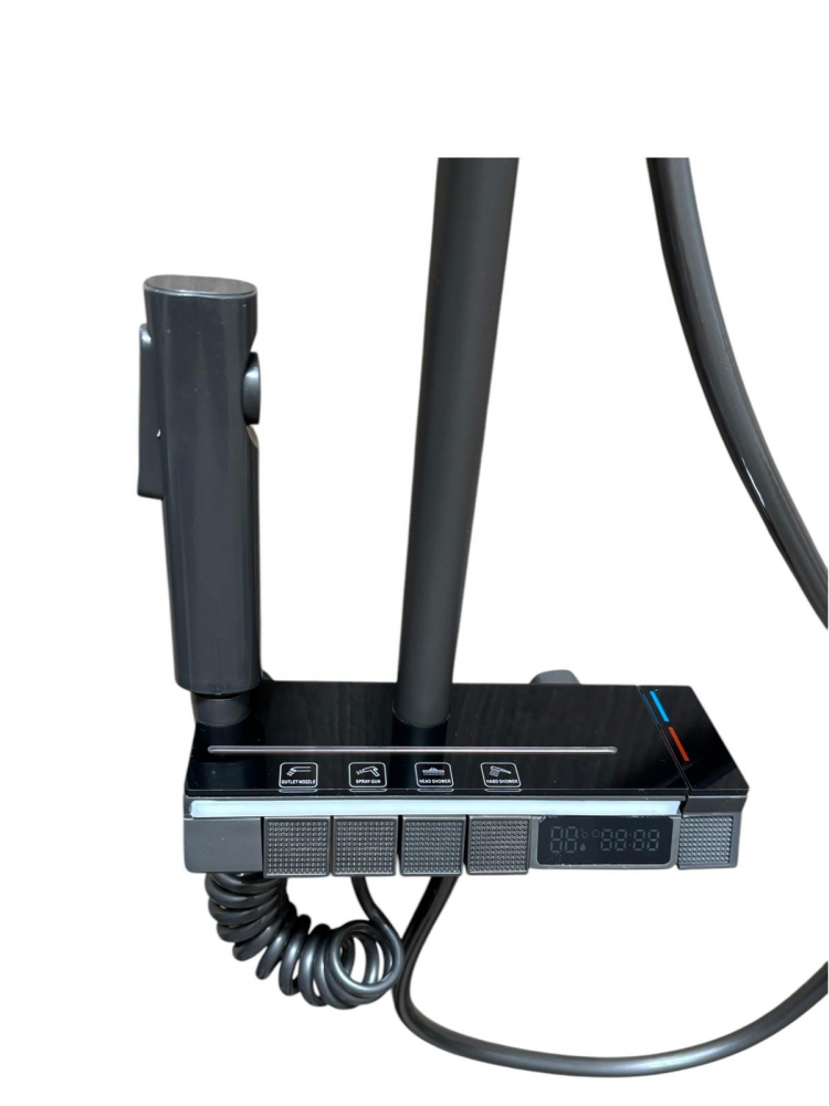 Coloana de dus completa, panou de comanda din metal gri cu sticla securizata neagra, 1.2 kg, 21.5 cm, iluminare LED si afisare temperatura apa, nu necesita conectarea la o sursa de energie, AVI-4874 [7]