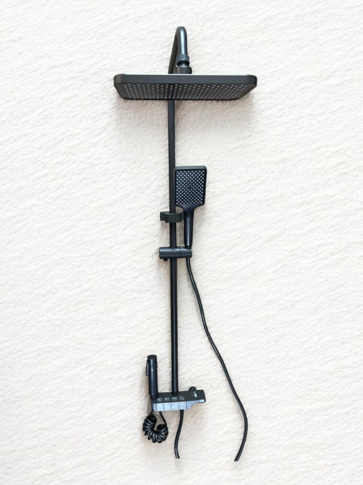 Coloana de dus completa, panou de control 19.5 cm, metal, cu butoane piano, fara afisaj, gri, AVI-4871 [2]