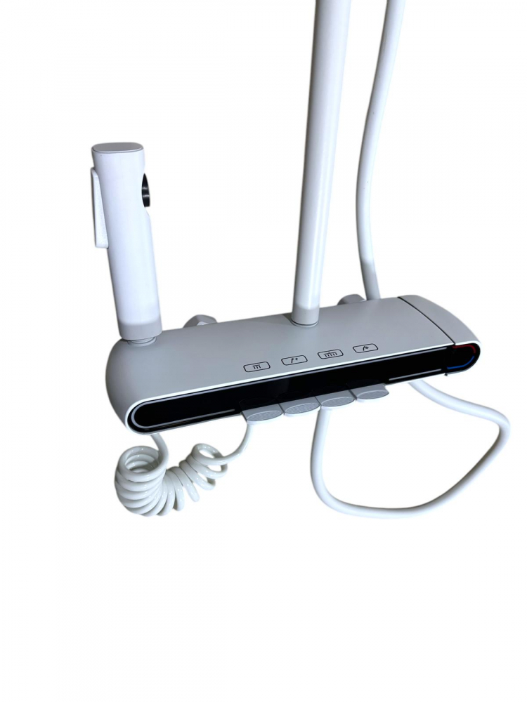 Coloana de dus premium completa, panou de comanda alb din metal, 2.60 kg, 32 cm, autonoma, banda LED si afisare temperatura apa, nu necesita conectarea la o sursa de energie, tevi metal, alb AVI-4843 [5]