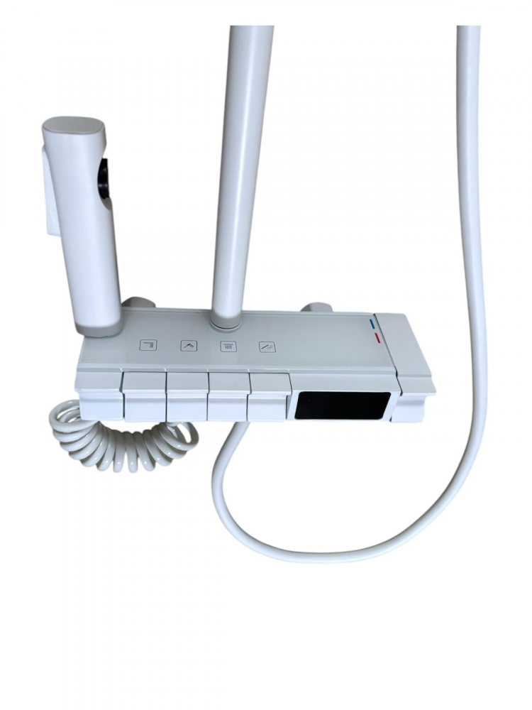 Coloana de dus premium completa, panou de comanda alb metal 2 kg, 25.20 cm, autonoma, banda LED si afisare temperatura apa, nu necesita conectarea la o sursa de energie, tevi metal, alb AVI-4844 [5]