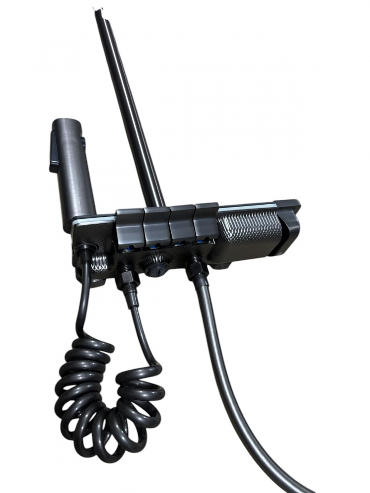 Coloana de dus premium completa, panou de comanda din metal gri - negru, 1.45 kg, 25 cm, iluminare LED si afisare temperatura apa, nu necesita conectarea la o sursa de energie, tevi metal, AVI-4872 [6]