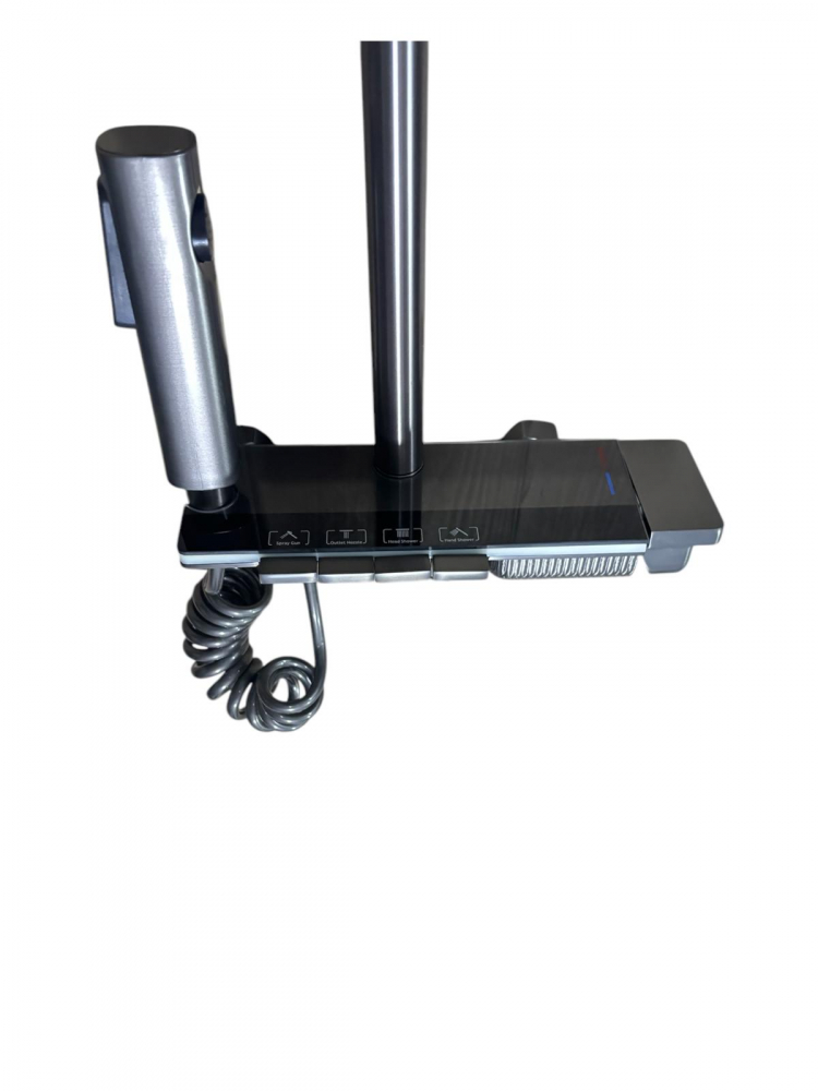 Coloana de dus premium completa, panou de comanda din metal gri - negru, 1.45 kg, 25 cm, iluminare LED si afisare temperatura apa, nu necesita conectarea la o sursa de energie, tevi metal, AVI-4872 [5]