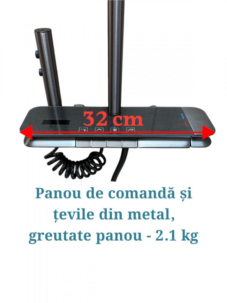 Coloana de dus premium completa, panou de comanda metal 2.1kg, 32 cm, autonoma, banda LED si afisare temperatura apa, nu necesita conectarea la o sursa de energie, tevi metal, AVI-4867 [7]