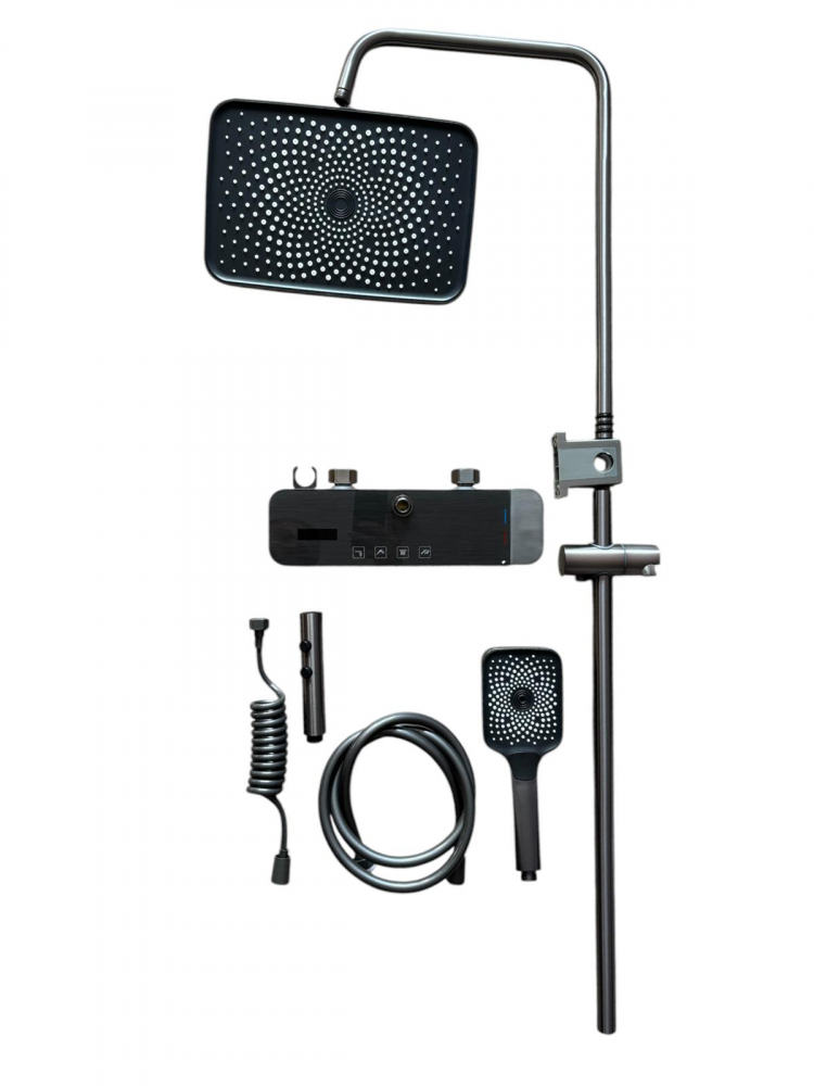 Coloana de dus premium completa, panou de comanda metal 2.1kg, 32 cm, autonoma, banda LED si afisare temperatura apa, nu necesita conectarea la o sursa de energie, tevi metal, AVI-4867 [10]