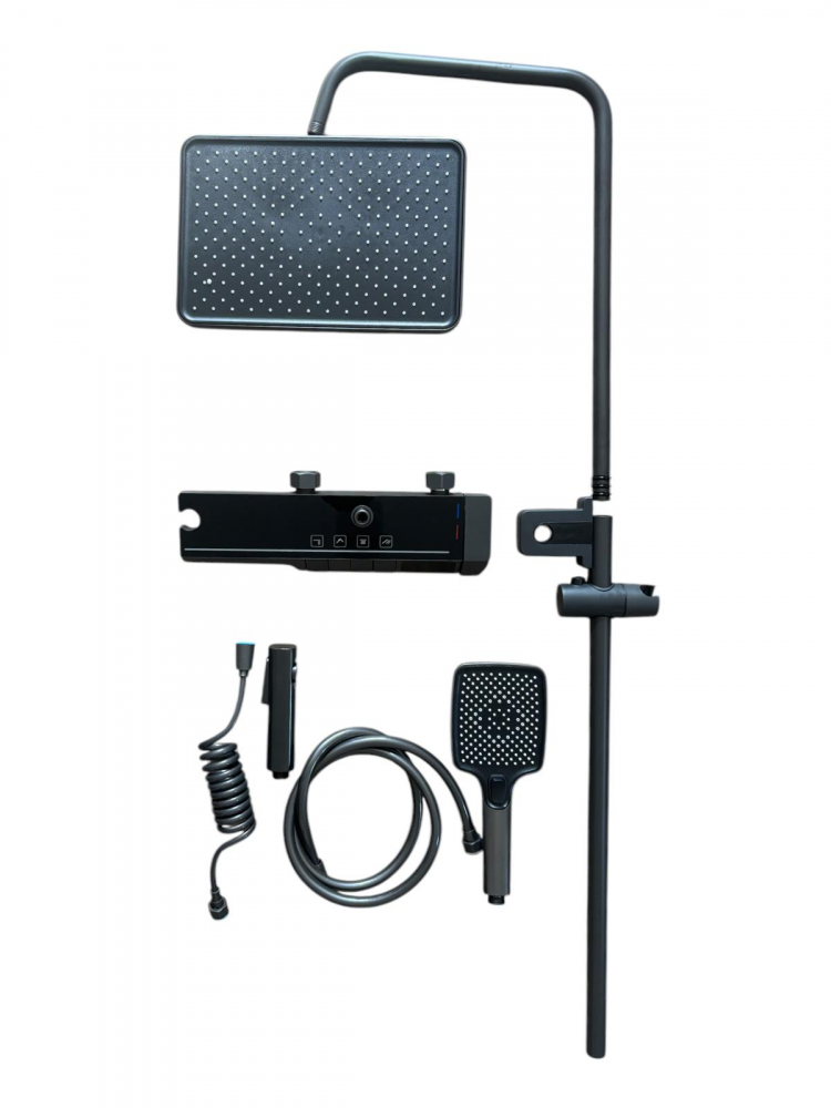 Coloana de dus premium completa, panou de comanda metal 2.20 kg, 34.5 cm, autonoma, banda LED si afisare temperatura apa, nu necesita conectarea la o sursa de energie, tevi metal, AVI-4845 [7]