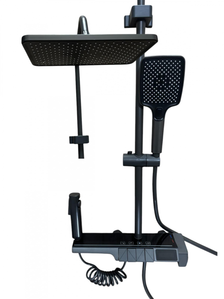 Coloana de dus premium completa, panou de comanda metal 2.20 kg, 34.5 cm, autonoma, banda LED si afisare temperatura apa, nu necesita conectarea la o sursa de energie, tevi metal, AVI-4845 [2]