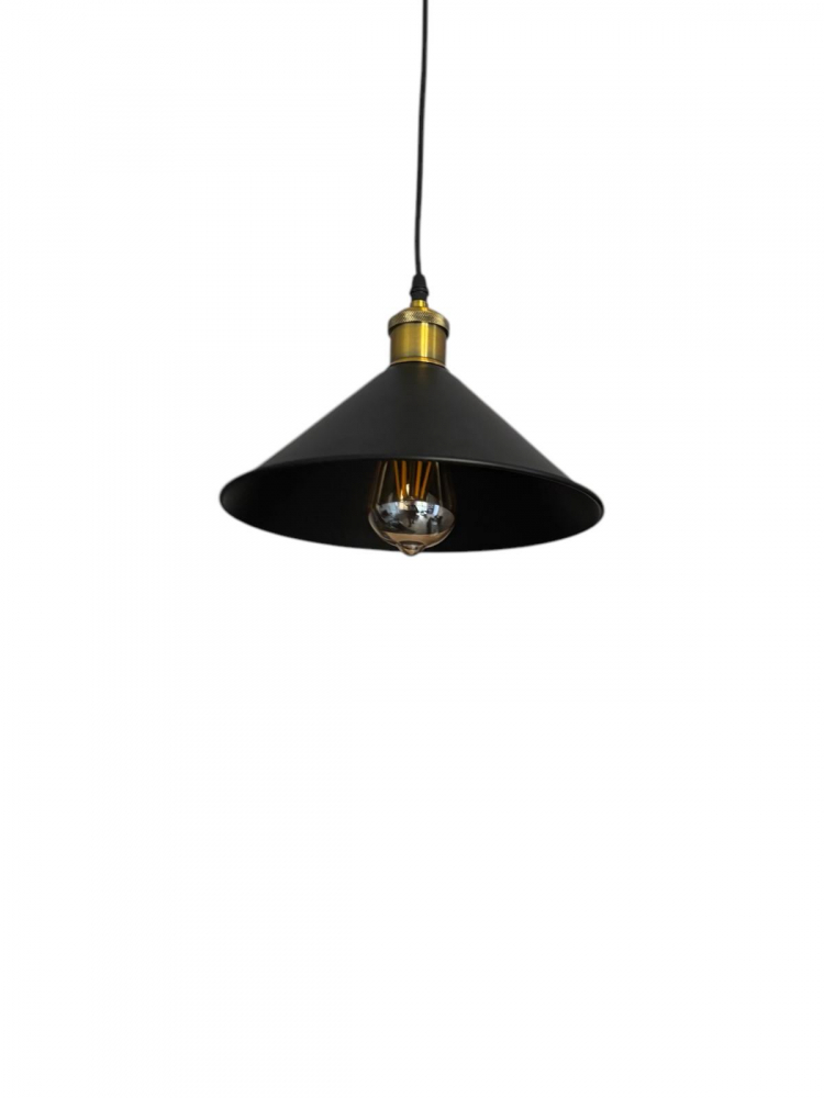 Corp de iluminat E27 tip pendul corp metalic conic cu Ø 16 cm, bec 4431 inclus, negru, AVI-4809 [5]