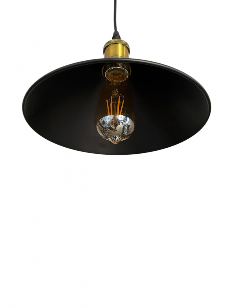 Corp de iluminat E27 tip pendul corp metalic conic cu Ø 16 cm, bec 4431 inclus, negru, AVI-4809 [4]