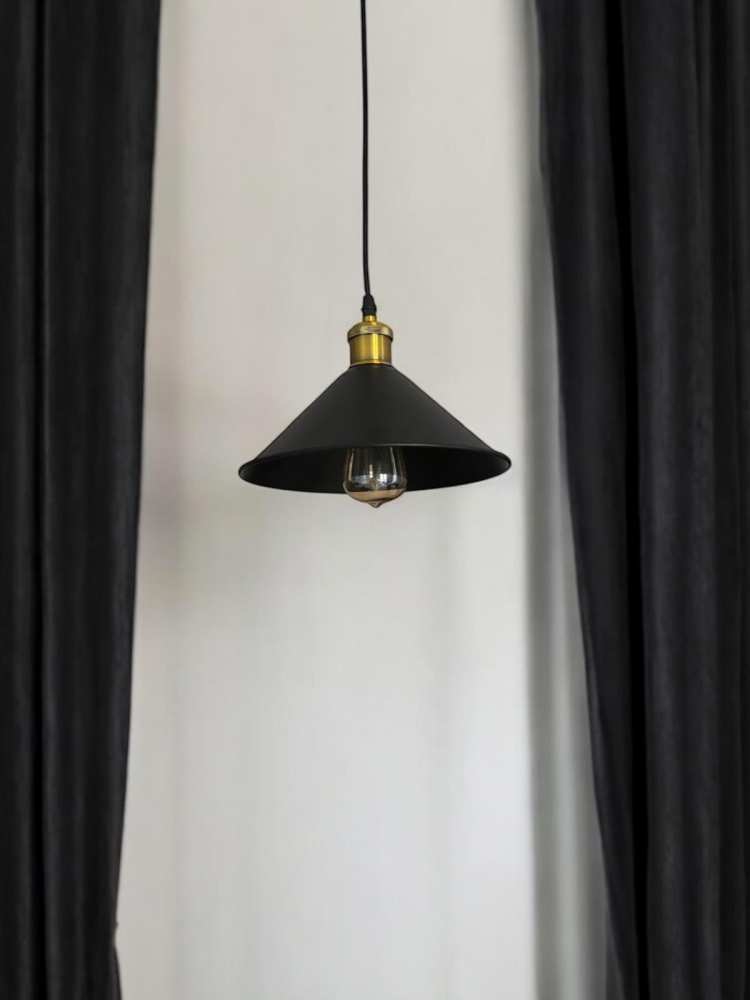 Corp de iluminat E27 tip pendul corp metalic conic cu Ø 16 cm, bec 4824 inclus, negru, AVI-4809 [7]