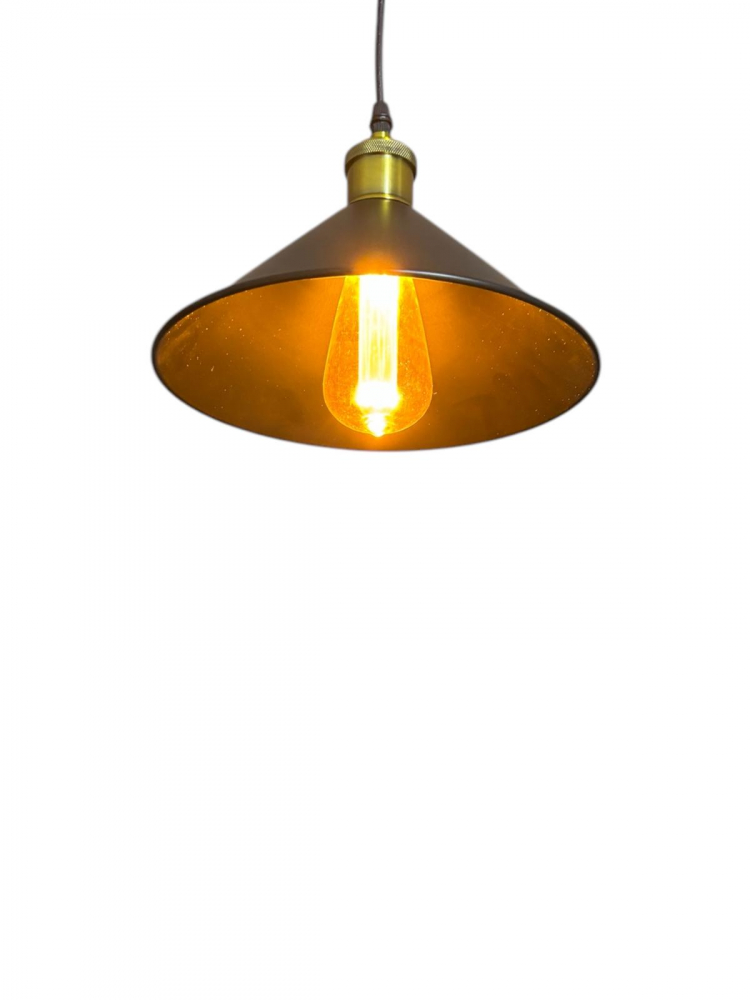 Corp de iluminat E27 tip pendul corp metalic conic cu Ø 16 cm, bec 4824 inclus, negru, AVI-4809 [2]