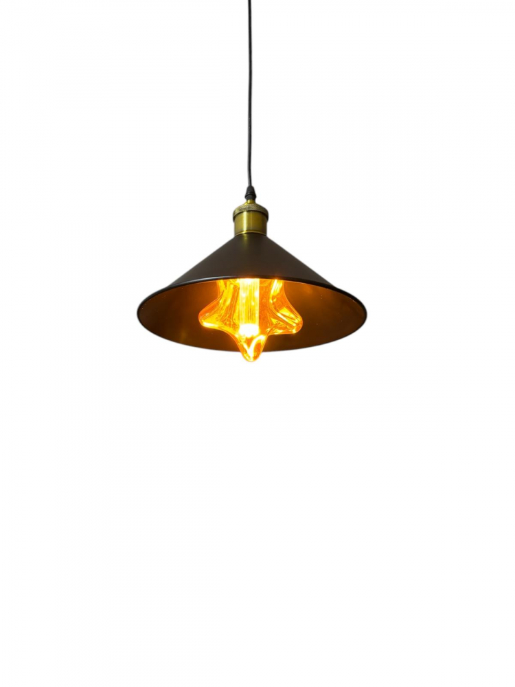 Corp de iluminat E27 tip pendul corp metalic conic cu Ø 16 cm, bec 4825 Star inclus, negru, AVI-4809 [4]