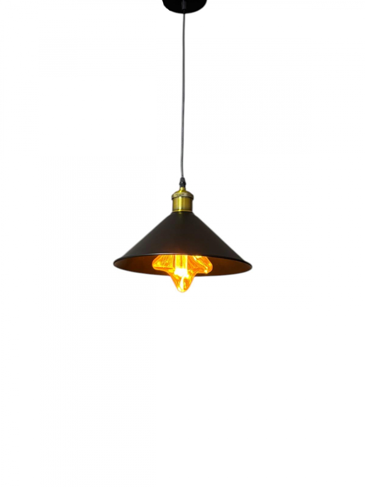 Corp de iluminat E27 tip pendul corp metalic conic cu Ø 16 cm, bec 4825 Star inclus, negru, AVI-4809 [3]