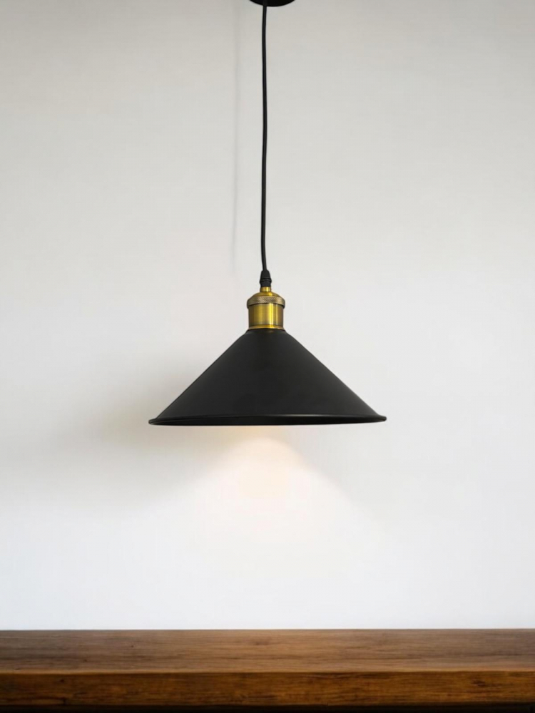 Corp de iluminat E27 tip pendul corp metalic conic cu Ø 16 cm, bec neinclus, negru, AVI-4809 [1]